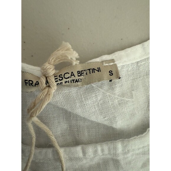 Francesca Bettini 100% Linen Blouse Women Size S White Sleeveless Frayed Hem Top - Picture 5 of 8